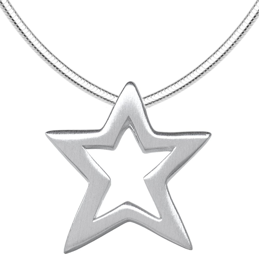 Vinani Anhänger Stern mattiert 925 Sterling Silber mit Schlangenkette ASM