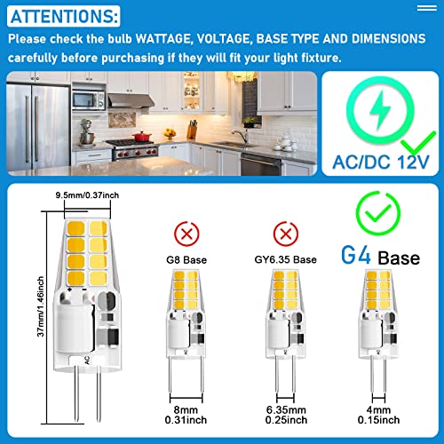 G4 Led Bulb 3W Equivalent To 20W-25W T3 Jc Type Bi-Pin G4 Base Halogen Bulb, Ac/Dc 12V Warm White 3000K G4 Light Bulbs For Puck Light, Rv, Under Cabinet Lighting, Landscape Lighting (10 Pack) #TOP2