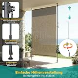 LIFERUN Markiza zaciskowa z HDPE pionowa na zewnątrz, ochrona przed spojrzeniami, bez wiercenia, wysuwana markiza boczna, ochrona przed słońcem, wiatrem, wodoodporna, na balkon, do ogrodu, na taras