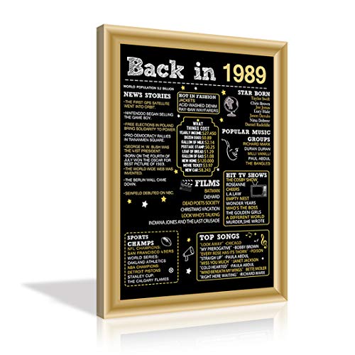 Kalawa 30Th Birthday Poster Supplies Decorations Centerpiece Gifts For Women Men Remembering The Year 1989 Canvas Wall Art Makes A Perfect Birthday Decoration(16X24Inch) #TOP15