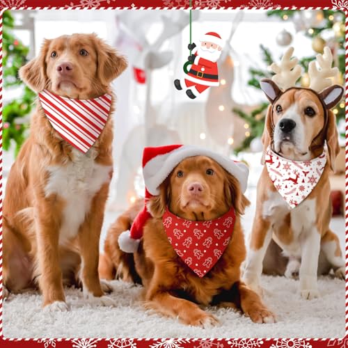 Image of Abbylike 50 Pcs Valentines Day Dog Bandanas Bulk Red and White Polka Dots Stripes Bandanas for Dogs Triangle Kerchief Bibs Scarf for Pet Romantic Costume Photo Props Accessories(31.5 x 21.7 x 21.)