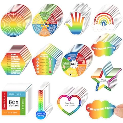 Crtiin 100 Pcs Sensory Strips Anxiety Calm Stickers Fidget Stress Breathing Stickers Sensory Stickers Different Textures Rough Tactile Tape for Adults Desk Anxiety Relief(Elegant) Cover