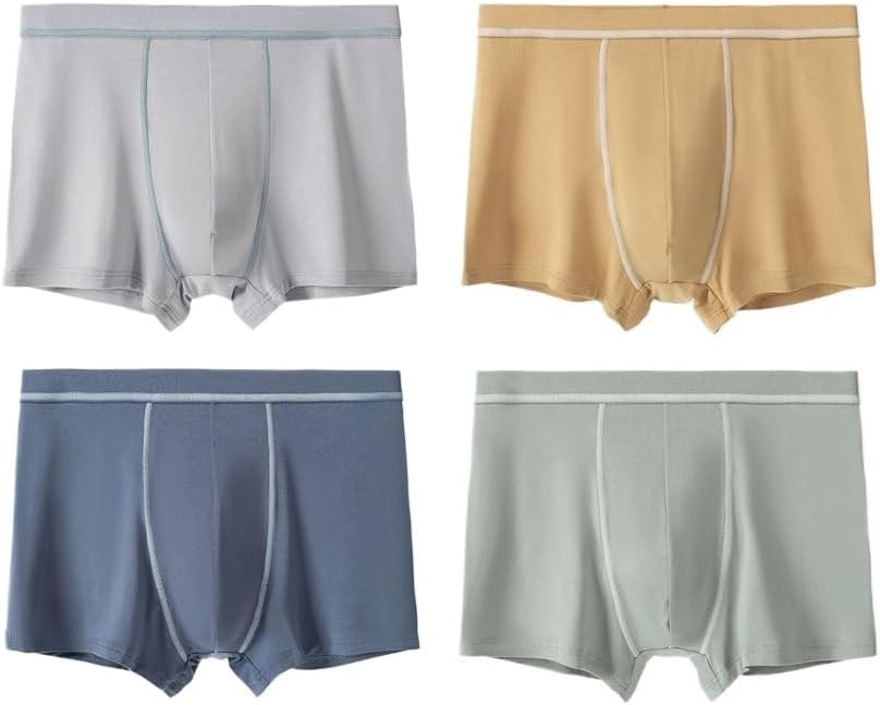 Box Pack of 4 Pieces of Cotton Men's Underwear with Mid Waist Three-dimensional Printing