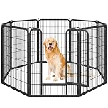 Yaheetech Dog Playpen, 8 Panel Puppy Play Pen Heavy Duty Pet Exercise Fence for Garden/Yard 100cm Height