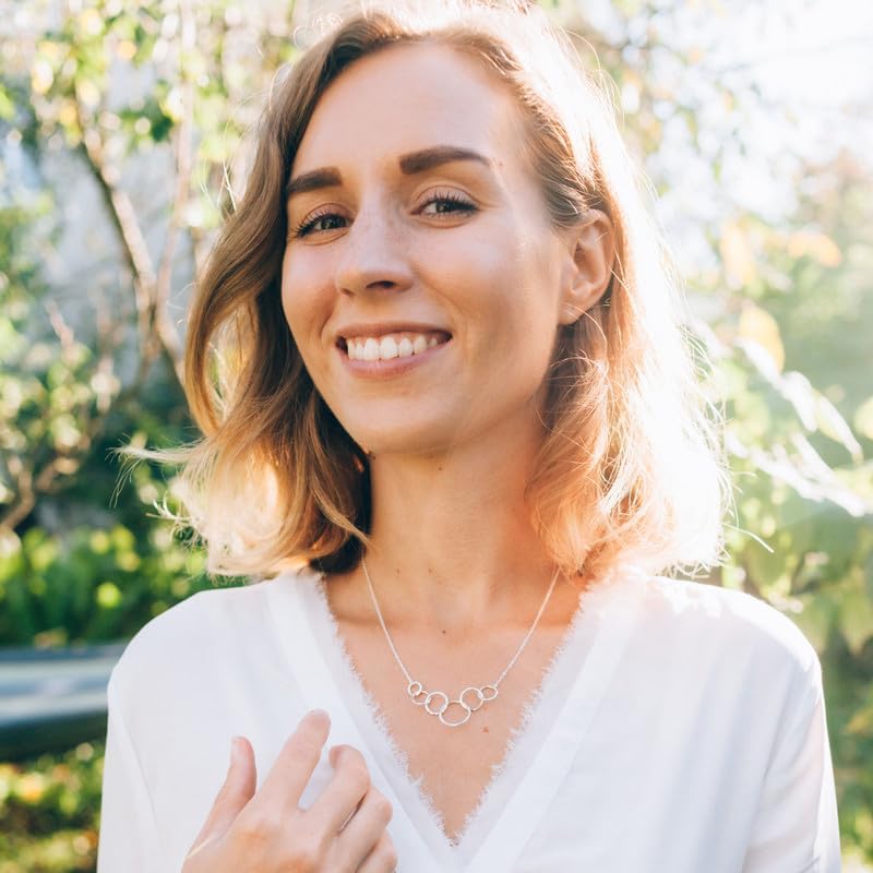 HOPE LOVE SHINE Mother Gift from Son - Mom and Son Necklace, Jewelry 17+2", Sterling Silver, 6 Interlocking Rings - Image 3