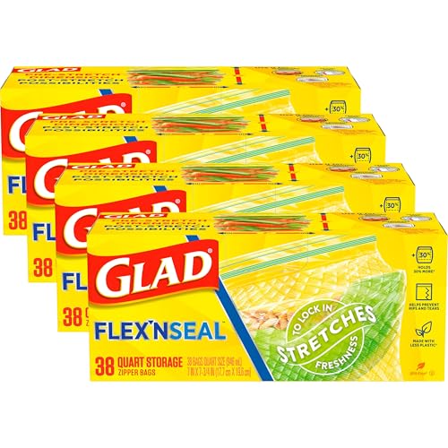 Glad Flex'N Seal Quart Food Storage Bags, 38ct, 4pk