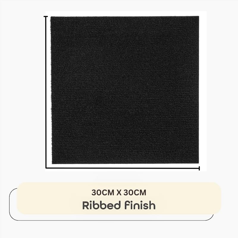 Image of Premium Self-Adhesive Floor Covering, Low Maintenance, and Budget-Friendly Ribbed Floor Carpet Tiles 30 Cm X 30 Cm x 6mm x 1 Tiles (Area Cover 1 Sq. Feet)(Pack of 1)
