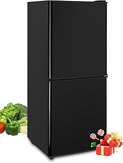 F.W.WOOLWORTHS 4.0 Cu.Ft Compact Refrigerator with Freezer, 2 Doors Fridge with Adjustable Thermostat Control, Small Refrigerator for Kitchen, Dorm, Apartment, Garage, Office, Black