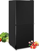 4.0 Cu.Ft Compact Refrigerator with Freezer, 2 Doors Fridge with Adjustable Thermostat Control, Small Refrigerator for Kitchen, Dorm, Apartment, Garage, Office, Black