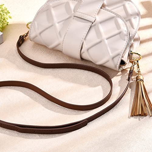 Image of GORGECRAFT Leather Replacement Straps Adjustable Purse Crossbody Brown Shoulder Bag Strap Handles Alloy Buckles with Tassel for Men Women Bags Daily Decorations Crafts Supplies