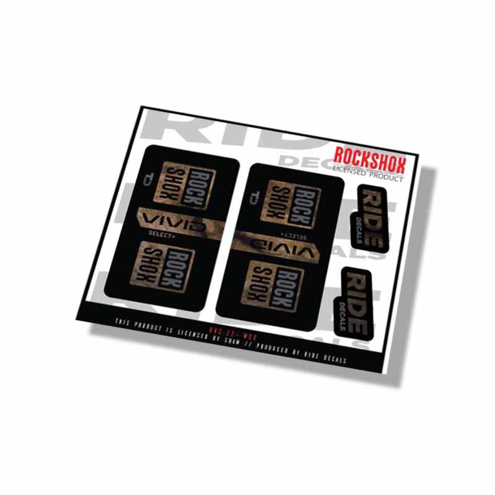 Rockshox Vivid Coil Select+ 2025 Fork Decals - Woodgrain - Licensed by Rockshox Gloss