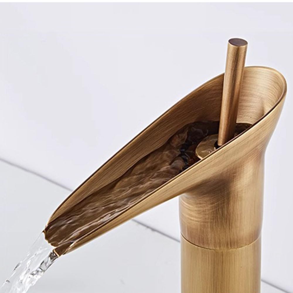Bateria umywalkowa z mieszaczem, bateria umywalkowa do łazienki, bateria umywalkowa do łazienki, bateria umywalkowa w stylu vintage, jednouchwytowa, 1-otworowa, antyczna, krótka
