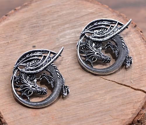 Image of 2PCS Retro Viking Brooch For Women Dragon Brooch Talisman Jewelry, Gift For Men