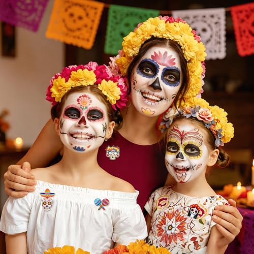 Image of SANNIX 60 Pcs Day of the Dead Enamel Pins Sugar Skull Brooches for Party