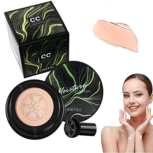 Mushroomhead Air Cushion CC Cream, Moisturizing BB Cream Long-Lasting Matte Coverage of Blemishes, Easy to Apply, Suitable for All Skin Types. (02# Natural), 2 Piece Set
