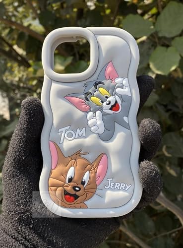 Image of MIDOS Back Cover Compatible with iPhone 16 Pro Soft Silicone 3D Cute Cartoon Full Protective Case for iPhone 16 Pro (Grey)