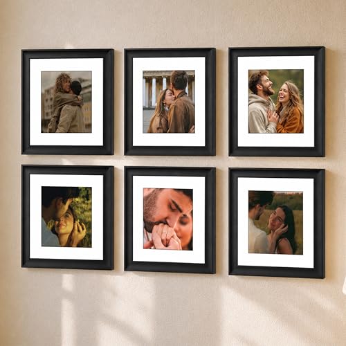 Image of Art Street Wooden Photo Frame for living room, Aesthetic Cave Design Photo Frames for Photograph, Art Work, Certificates Set of 6 (10x10 Inch, Black)