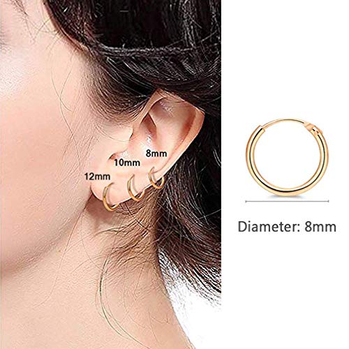 EPIRORA Silver Hoop Earrings- Cartilage Endless Small Hoop Earrings Set for Women Men, 3 Pairs of Hypoallergenic 925 Sterling Silver Tragus Earrings Nose Lip Rings3