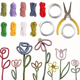 BoFUN Knitted Wire Art Kit for Adults &Teens, Flower Craft Set