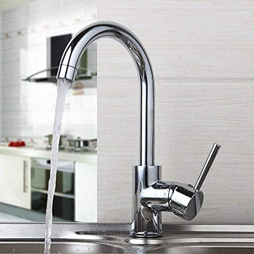 Robinet d'évier de salle de bain avec mitigeur pivotant sur pont