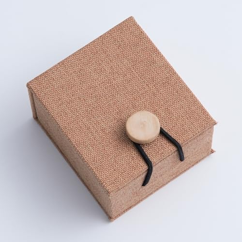 Caixa de joias cor cáqui – Estojo elegante para anéis, colares, brincos, embalagem com pingente