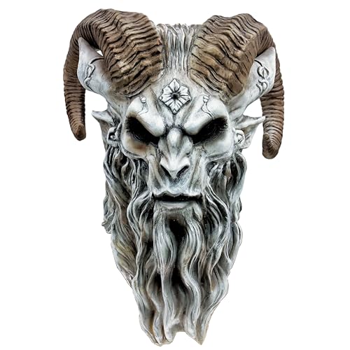 MILERUN - Máscara de látex de cabra de demonio y cacerola, accesorio realista de disfraz de LARP y Halloween