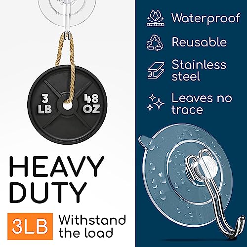 Image of Suction Cup Hooks, Removable Hooks for Wall, Window, Glass, 3 lbs, 14 pcs