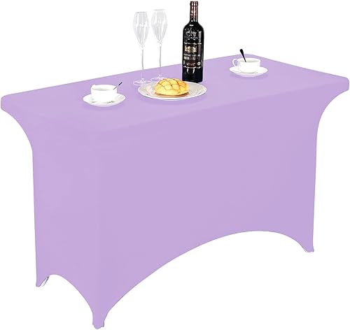Miniatura 281 de FORLIFE Paquete de 6 manteles de elastano, de ajuste universal para mesas rectangulares de 6 pies, para patios, bodas, banquetes, fiestas