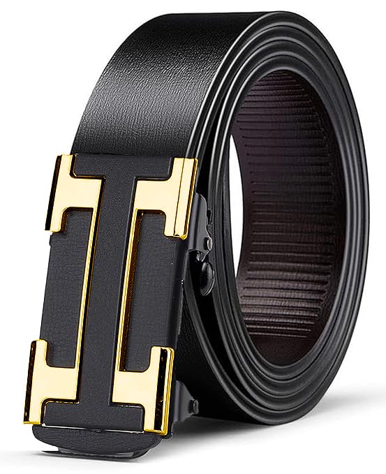 Image of NAPA HIDE Men's Auto Lock Vegan Leather Belt | Stylish Adjustable Buckle Belt for Formal & Casual Wear I Fits upto 40 Inches Waist size