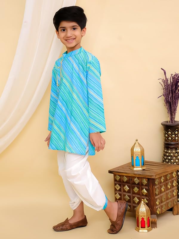 Image of superminis Boys Cotton Solid Jacket, Kurta Dhoti Set