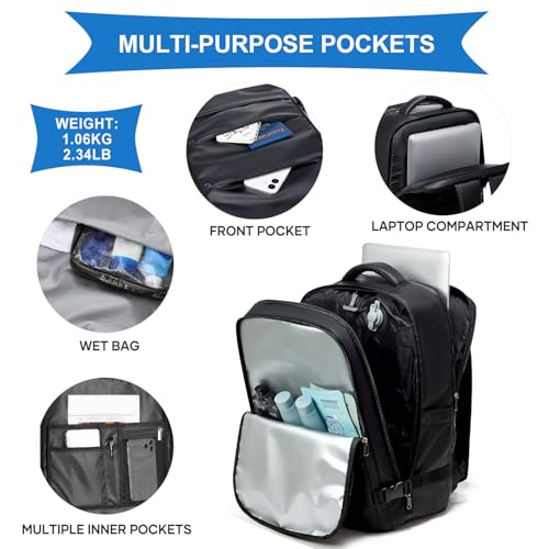 Image of coowoz Vacuum Backpack Travel with Pump,Travel Backpack with Vacuum System For Women Men,Carry On Backpack,Hiking Backpack Waterproof Outdoor Sports Rucksack Casual Daypack,TPU Coated Black