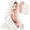 Konssy 2-Pack Muslin Hooded Baby Towels, 100% Cotton, Ultra-Soft & Absorbent Baby Bath Towels with Hood for Newborn & Infant (Pink, Floral,30″ x 30″)