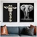 Produktbild Keliour Tier Leinwand Malerei Schwarzweiß Giraff Wandkunst Bild für Wohnzimmer Poster Dekoration Bild -60x80cm Kein Rahmen