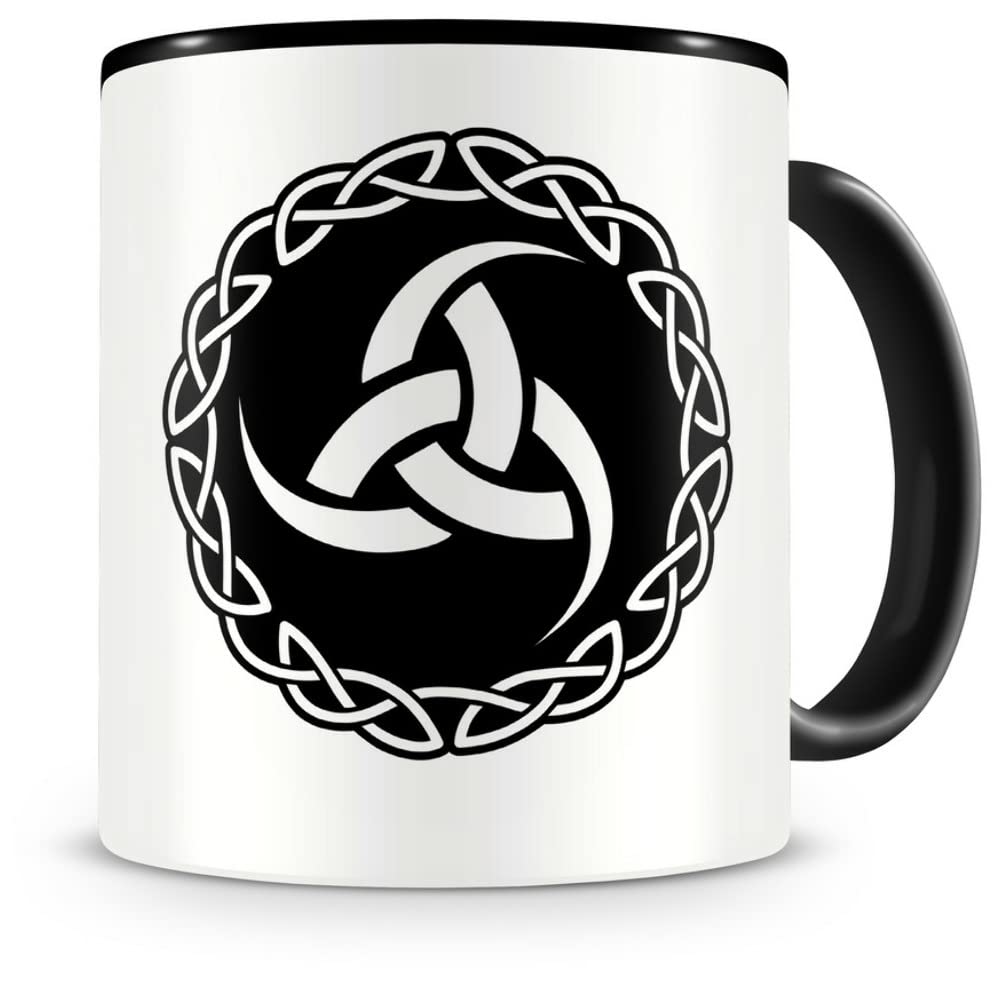 Vikinger Tasse Mit Vegvisir & Runen - 300ml Keramikbecher Für Kaffee & Tee (Schwarz)