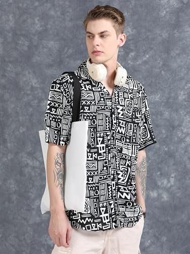 Image of StitchX Men's Half Sleeve Aztec Printed Cuban Collar Shirt
