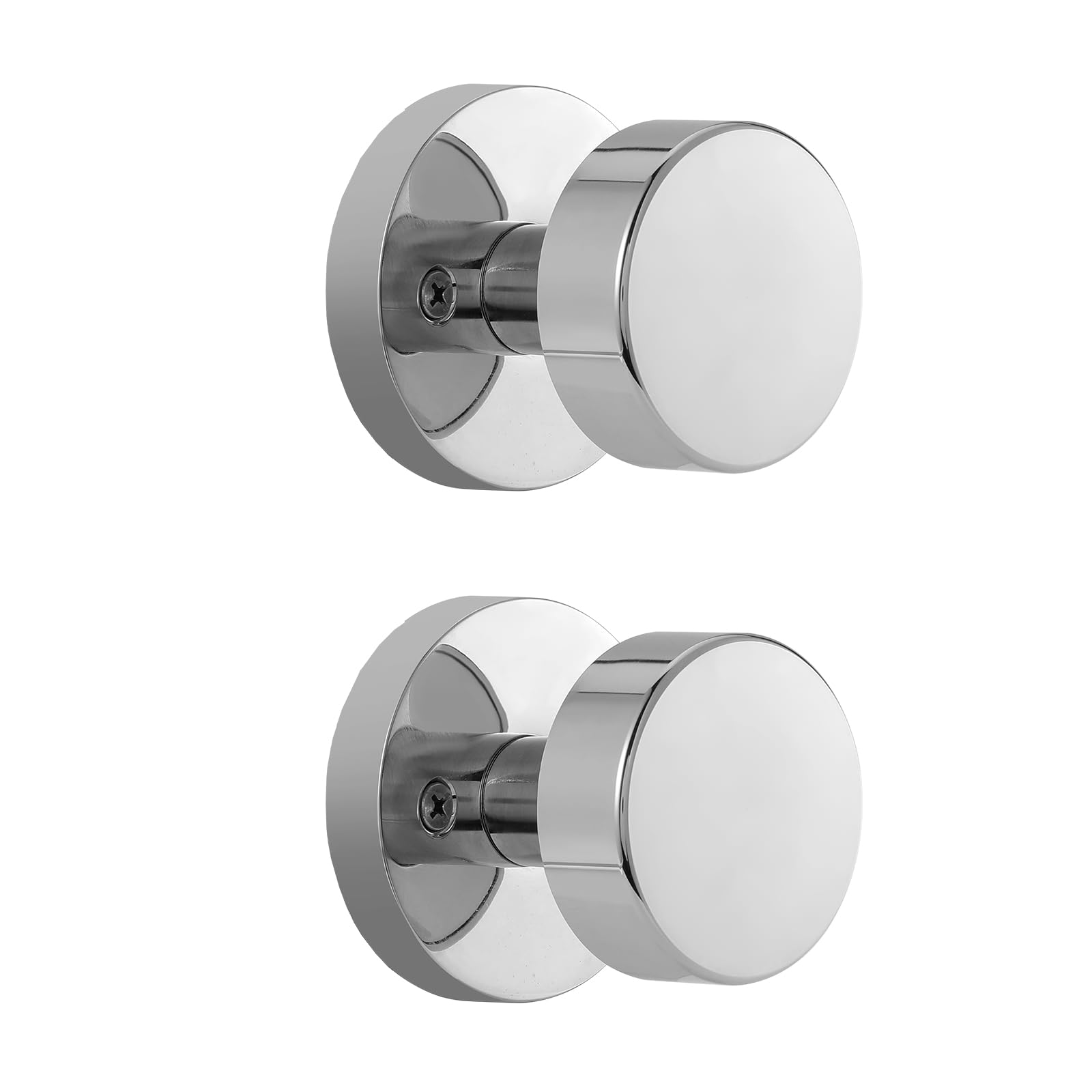 Naubea Polished Chrome 2 Pack Dummy Door Knobs Interior, Modern Round Dummy Door Handles For Closets And Hallway