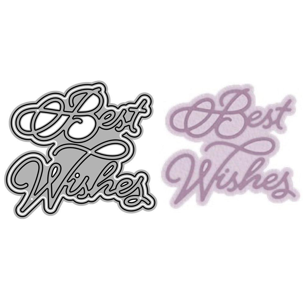Shadow English Vocabulary Die Cuts for Card Making, Blessing Words Best Wishes Metal Cutting Dies for Paper Scrapbooking, DIY Stencils for Album Party Wedding Festivals Decoration