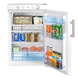 SMETA RV Propane Refrigerator with Freezer, 3.5 Cu.Ft Camping Fridge, 12V/110V/LPG, Compact 3 Way Garage Refrigerators Off Grid for Camper Travel Cabin Truck Patio, White