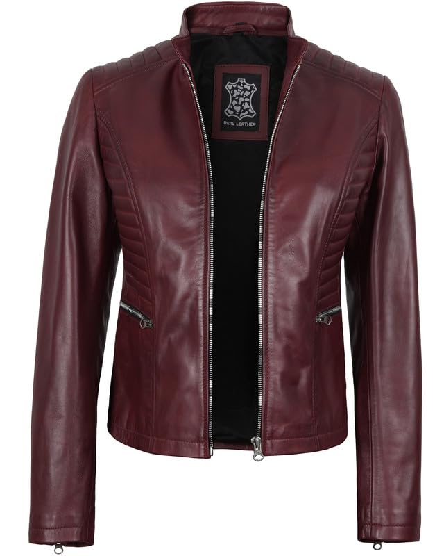Image of Decrum Leather Jacket for Women - Real Lambskin Casual Leather Jackets Womens
