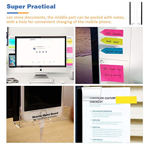 Barelove 2 Pack Monitor Memo Board (Left & Right) + Sticky Notes, Office Desktop Computer Students Accessories Multifunction Acrylic Screen Message Pad Side Panel - Thumbnail 5