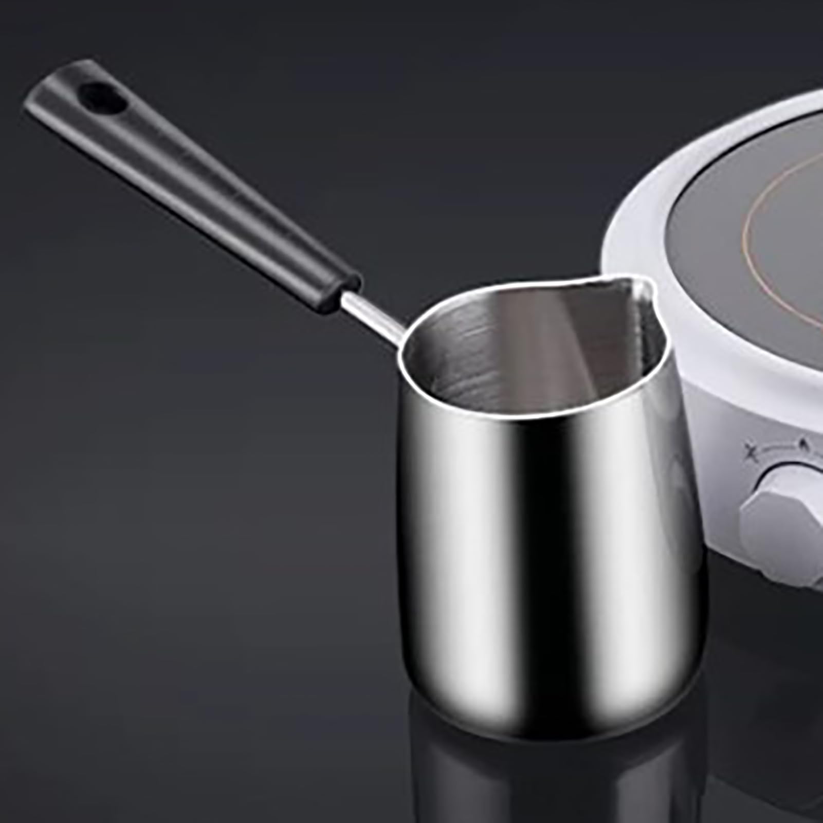Mini Milk Warmer Pot, Stainless Steel Splash Proof Hanging Butter Melting Pot Butter Warmer Pot Mini Sauce Pan Stove Coffee Pot Self Heating Pot for Kitchen