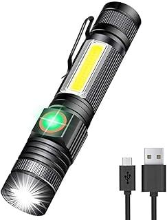 Hoxida Rechargeable Flashlight(Battery Included), Magnetic LED Flashlight with COB sidelight, 1200 Lumen Super Bright LED, Waterproof, Zoomable, 4 Modes Best Flashlight for Camping, Emergency