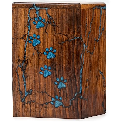 STONLIF Rose Wood & Epoxy Resin Urns for Pet Ashes - Cat & Dog Urns for Memorial of Cremation Remains - 20 Cubic Inch (No Text)