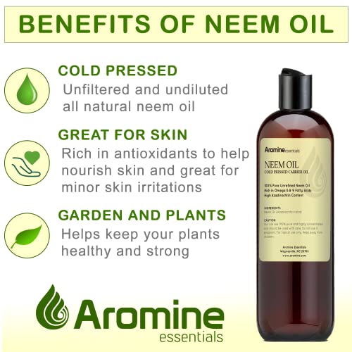 Aromine Neem Oil For Skin, Hair Care And Neem Oil For Plants (4Oz) #TOP1