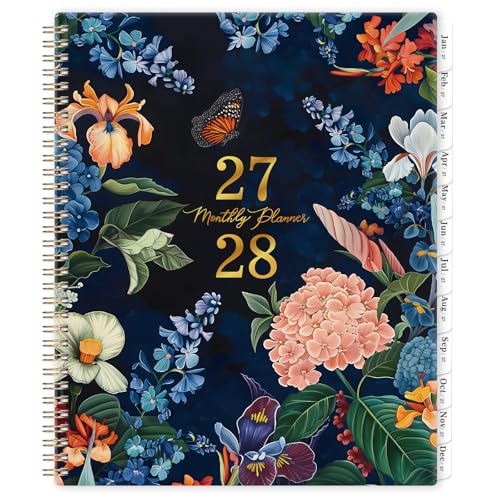 2027-2028 Monthly Planner - 2 Year Planner 2027-2028 Jan. 2027 - Dec 2028 9 x 11 2 Year Calendar 27-28 Monthly Planners with Tabs Back Pocket + Twin-wire Binding - Floral