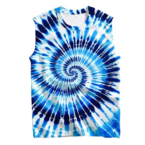 Kids Tie Dye Tank Tops Childrens Sleeveless T-Shirts Hippies Tees for 5-14 Years Boys Girls