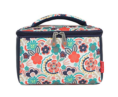 Isolierte Lunchtasche für Frauen, Tragetasche, wasserdicht, Kühltasche, Lunch-Tasche mit großem Fassungsvermögen, für Büro, Schule, Picknick (blaue Blume)