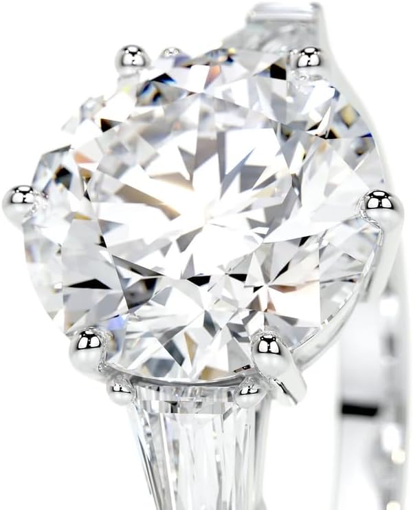 Molioaki 3.5 Carat (ctw) Round Cut Moissanite Engagement Rings for women Platinum Plated Silver Ring Moissanite Rings