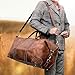 24 Inch Genuine Buffalo Leather Travel Duffle Bag, Overnight Weekend Leather Bag Sports Gym Duffel for Men, Airplane Under Seat Carry on Bags (Tan)