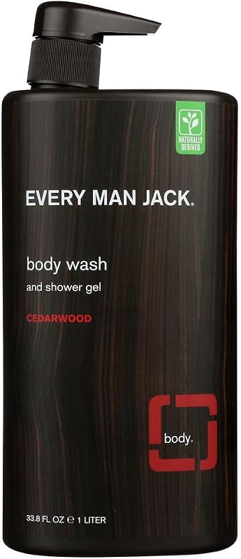 Every Man Jack Sabonete Líquido Corporal Masculino com fragrância de Cedro, Pacote com 2 frascos de 975 mL